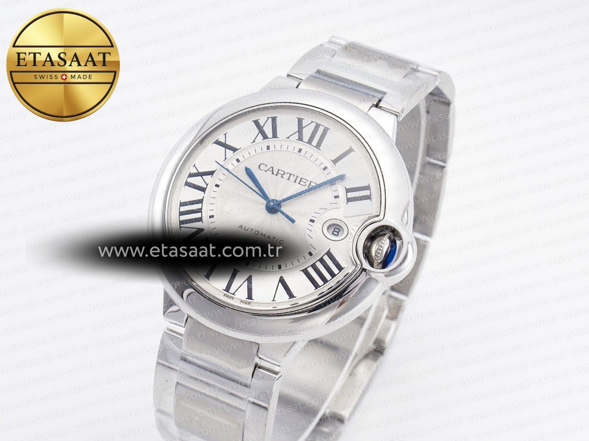 Cartier Ballon Bleu 42mm SS AF 1:1 Best Edition White Texture Dial on SS Bracelet A2824 V5 - Görsel 2