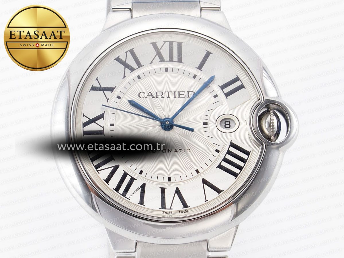 Cartier Ballon Bleu 42mm SS AF 1:1 Best Edition White Texture Dial on SS Bracelet A2824 V5 - Görsel 4