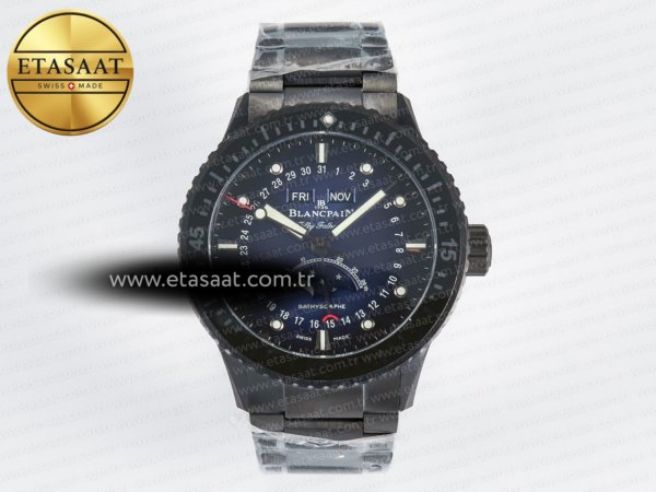 Blancpain Bathyscaphe 43mm Seramik Mavi A6654 Eta Saat - 1:1 Süper Klon Replika Saat