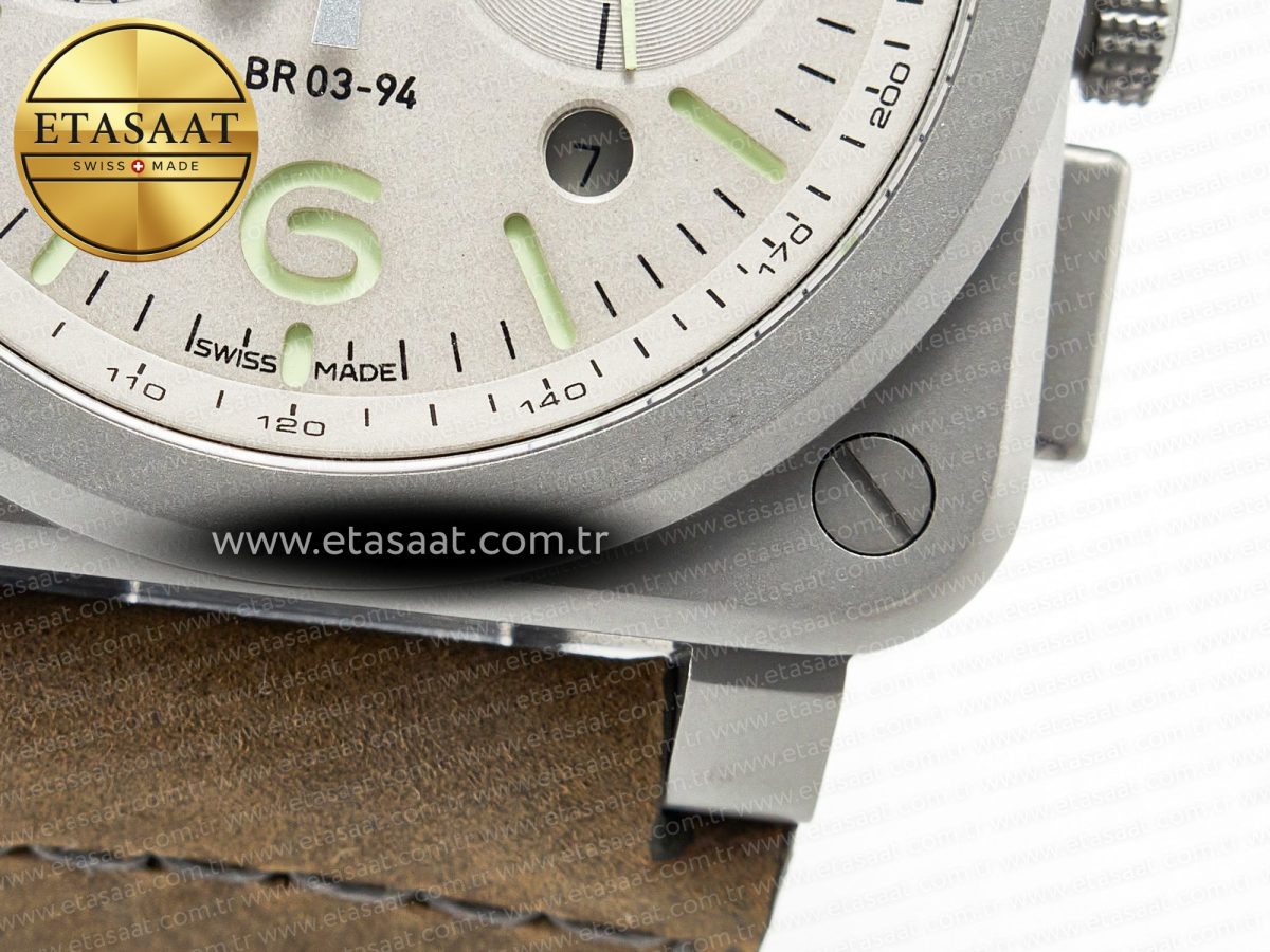 Bell Ross BR 03-94 Horolum Chronograph 1:1 Best Edition Brown Dial on Leather Strap Asia 7750 - Görsel 14