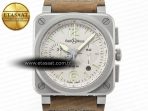 Bell Ross BR 03-94 Horolum Chronograph 1:1 Best Edition Brown Dial on Leather Strap Asia 7750 - Görsel 4