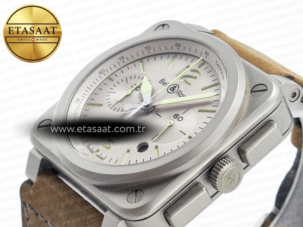 Bell Ross BR 03-94 Horolum Chronograph 1:1 Best Edition Brown Dial on Leather Strap Asia 7750 - Görsel 6