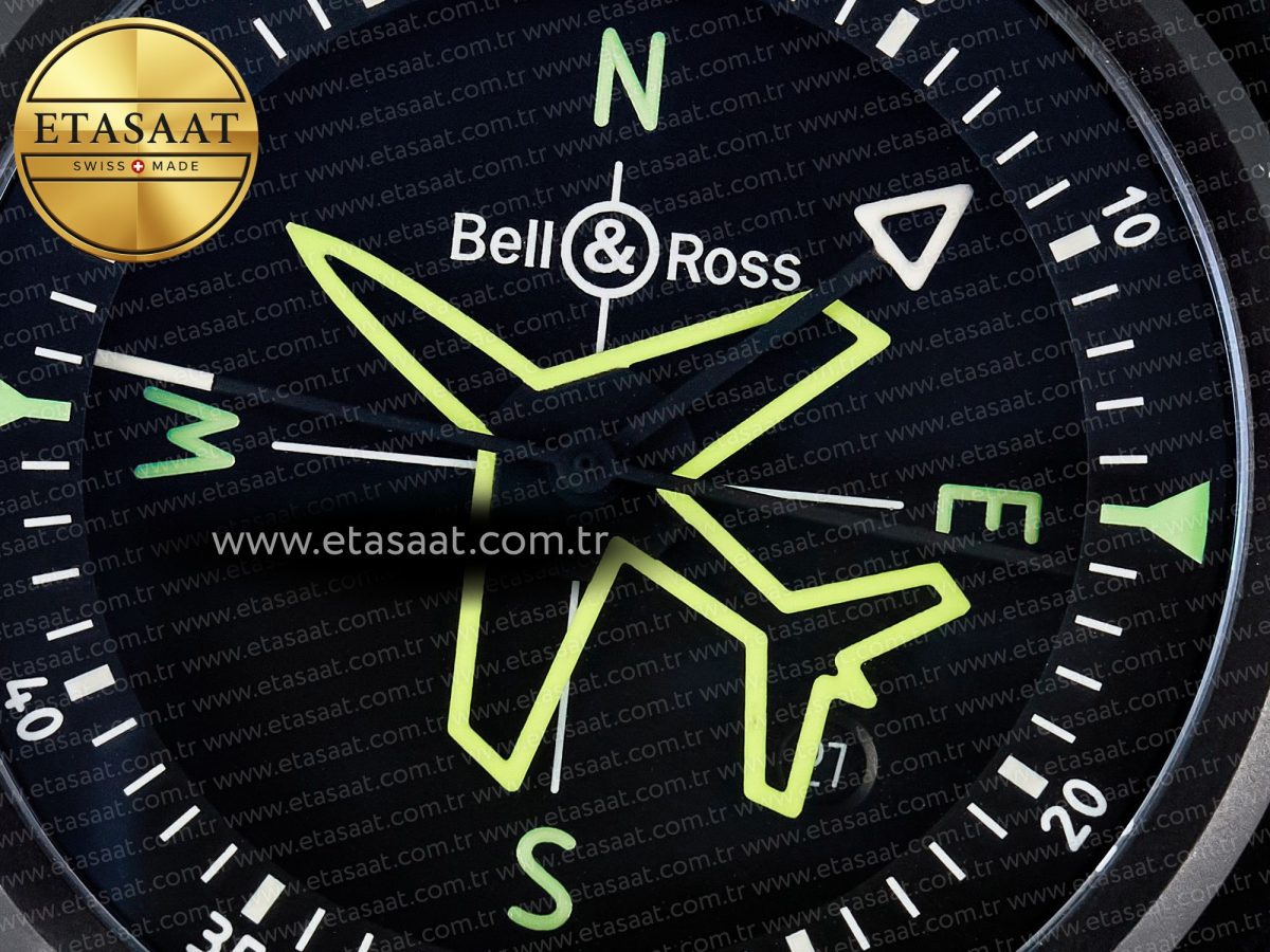 Bell Ross BR-03 Gyrocompass BRF 1:1 Best Edition Black Dial on Black Rubber Strap MIYOTA 9015 - Görsel 10