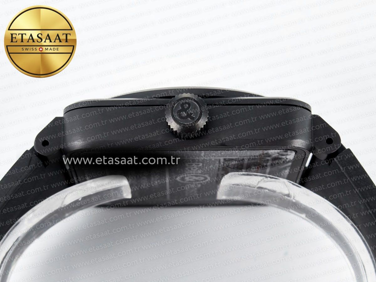 Bell Ross BR-03 Gyrocompass BRF 1:1 Best Edition Black Dial on Black Rubber Strap MIYOTA 9015 - Görsel 14