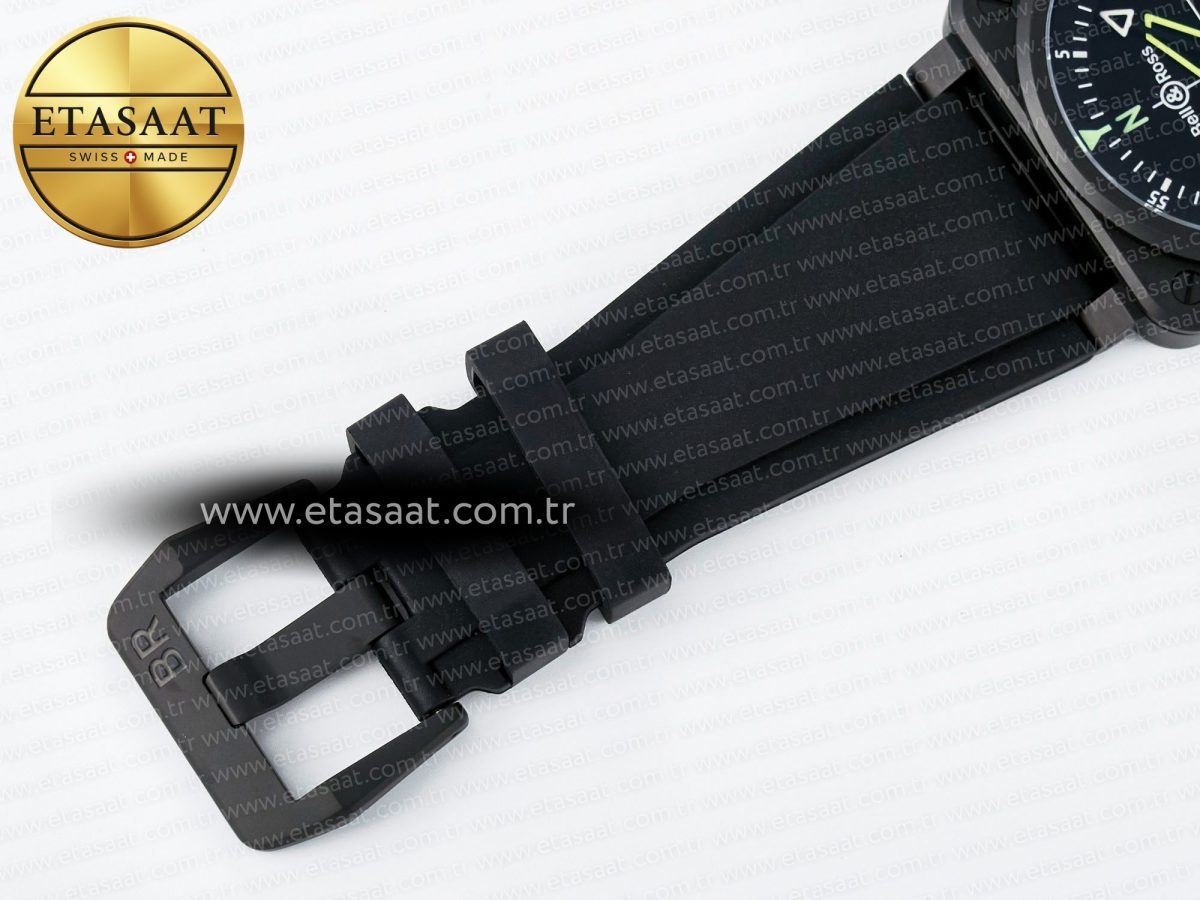 Bell Ross BR-03 Gyrocompass BRF 1:1 Best Edition Black Dial on Black Rubber Strap MIYOTA 9015 - Görsel 18