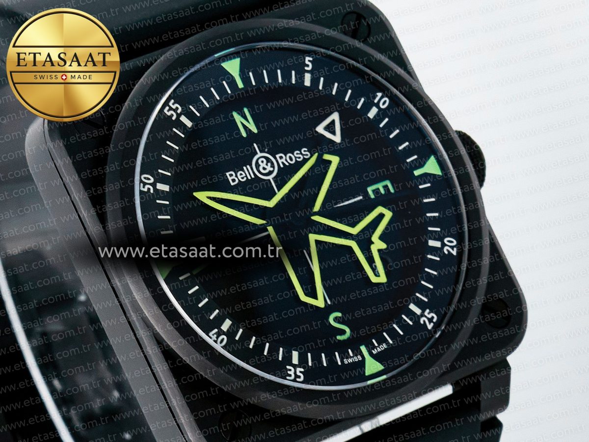 Bell Ross BR-03 Gyrocompass BRF 1:1 Best Edition Black Dial on Black Rubber Strap MIYOTA 9015 - Görsel 5
