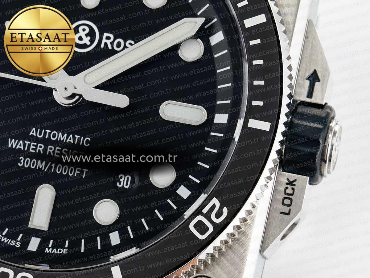 Bell Ross BR03-92 Diver BRF 1:1 Best Edition Black Dial on Black Rubber Strap A2824 - Görsel 11