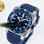 Bell Ross BR03-92 Diver BRF 1:1 Best Edition Blue Dial on Blue Rubber Strap A2824