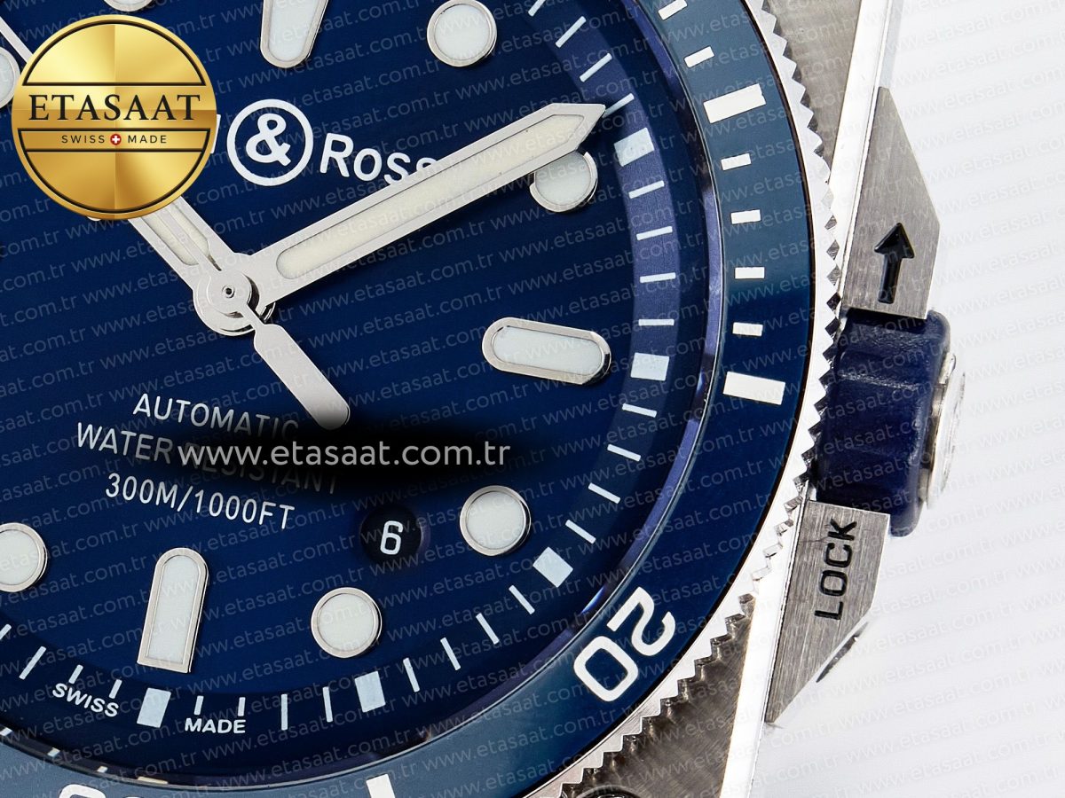 Bell Ross BR03-92 Diver BRF 1:1 Best Edition Blue Dial on Blue Rubber Strap A2824 - Görsel 11