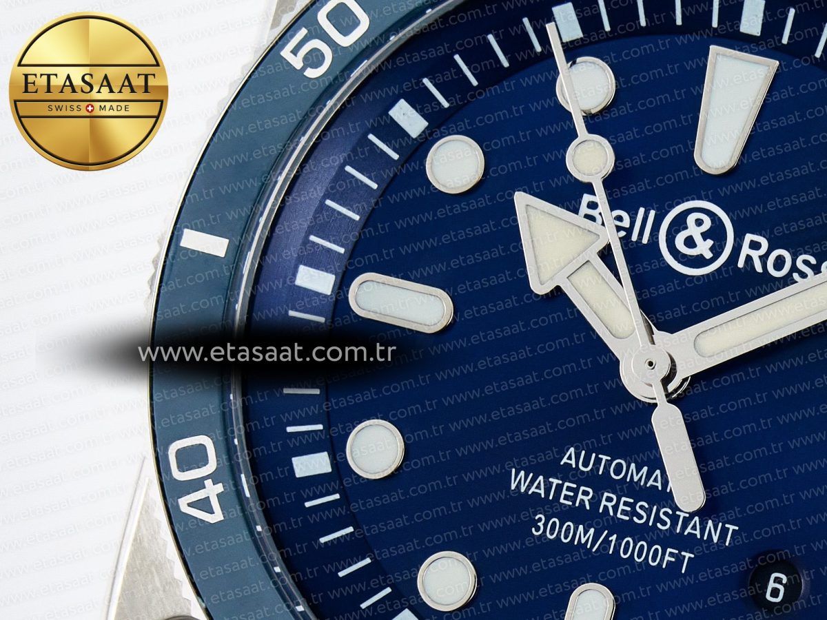 Bell Ross BR03-92 Diver BRF 1:1 Best Edition Blue Dial on Blue Rubber Strap A2824 - Görsel 12