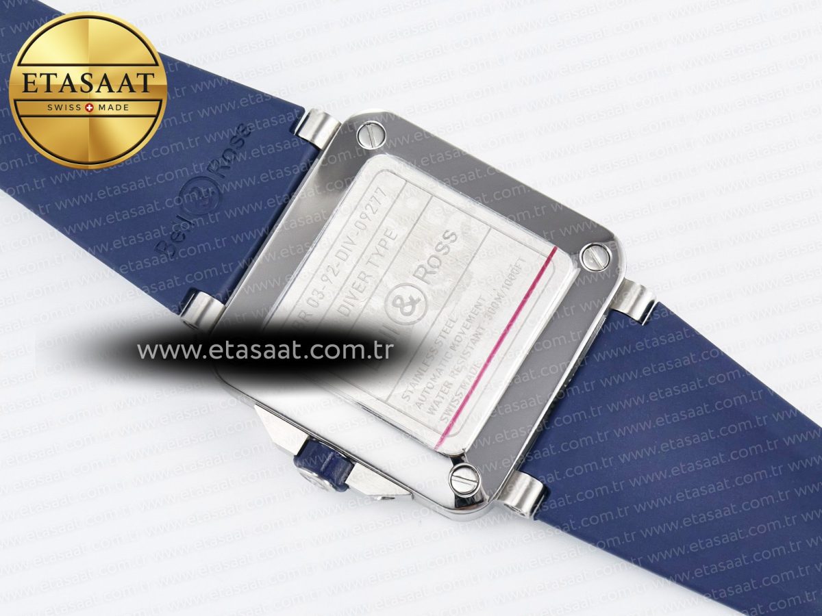 Bell Ross BR03-92 Diver BRF 1:1 Best Edition Blue Dial on Blue Rubber Strap A2824 - Görsel 17