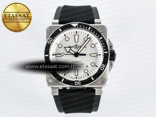 Bell & Ross BR03-92 Diver BRF Beyaz Kadran Siyah A2824 Eta Saat - Görsel 3 - 1:1 Süper Klon Saat