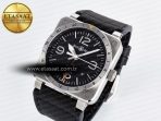 Bell Ross BR03-93 GMT BRF 1:1 Best Edition Black Dial on Black Leather Strap A2824