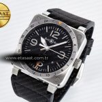 Bell Ross BR03-93 GMT BRF 1:1 Best Edition Black Dial on Black Leather Strap A2824