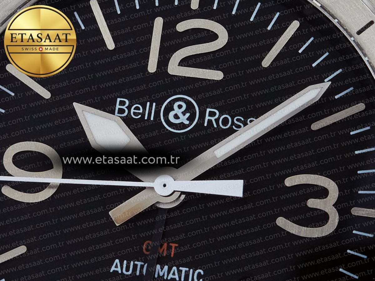 Bell Ross BR03-93 GMT BRF 1:1 Best Edition Black Dial on Black Leather Strap A2824 - Görsel 10