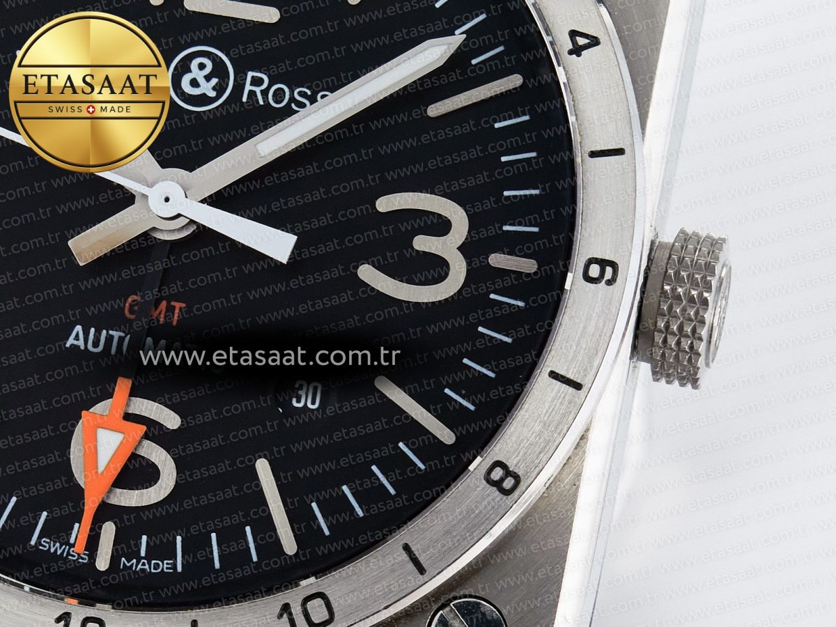 Bell Ross BR03-93 GMT BRF 1:1 Best Edition Black Dial on Black Leather Strap A2824 - Görsel 11