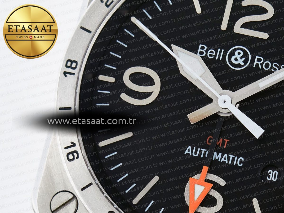Bell Ross BR03-93 GMT BRF 1:1 Best Edition Black Dial on Black Leather Strap A2824 - Görsel 12
