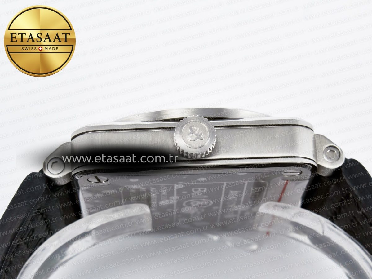 Bell Ross BR03-93 GMT BRF 1:1 Best Edition Black Dial on Black Leather Strap A2824 - Görsel 15