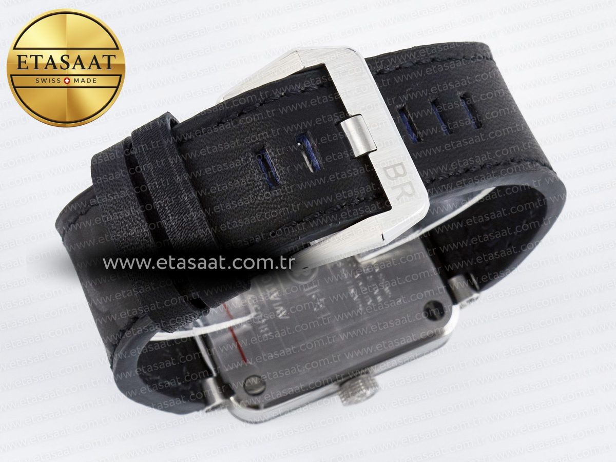 Bell Ross BR03-93 GMT BRF 1:1 Best Edition Black Dial on Black Leather Strap A2824 - Görsel 16