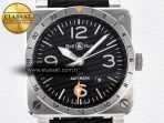 Bell Ross BR03-93 GMT BRF 1:1 Best Edition Black Dial on Black Leather Strap A2824 - Görsel 4