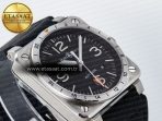 Bell Ross BR03-93 GMT BRF 1:1 Best Edition Black Dial on Black Leather Strap A2824 - Görsel 7
