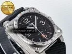 Bell Ross BR03-93 GMT BRF 1:1 Best Edition Black Dial on Black Leather Strap A2824 - Görsel 7