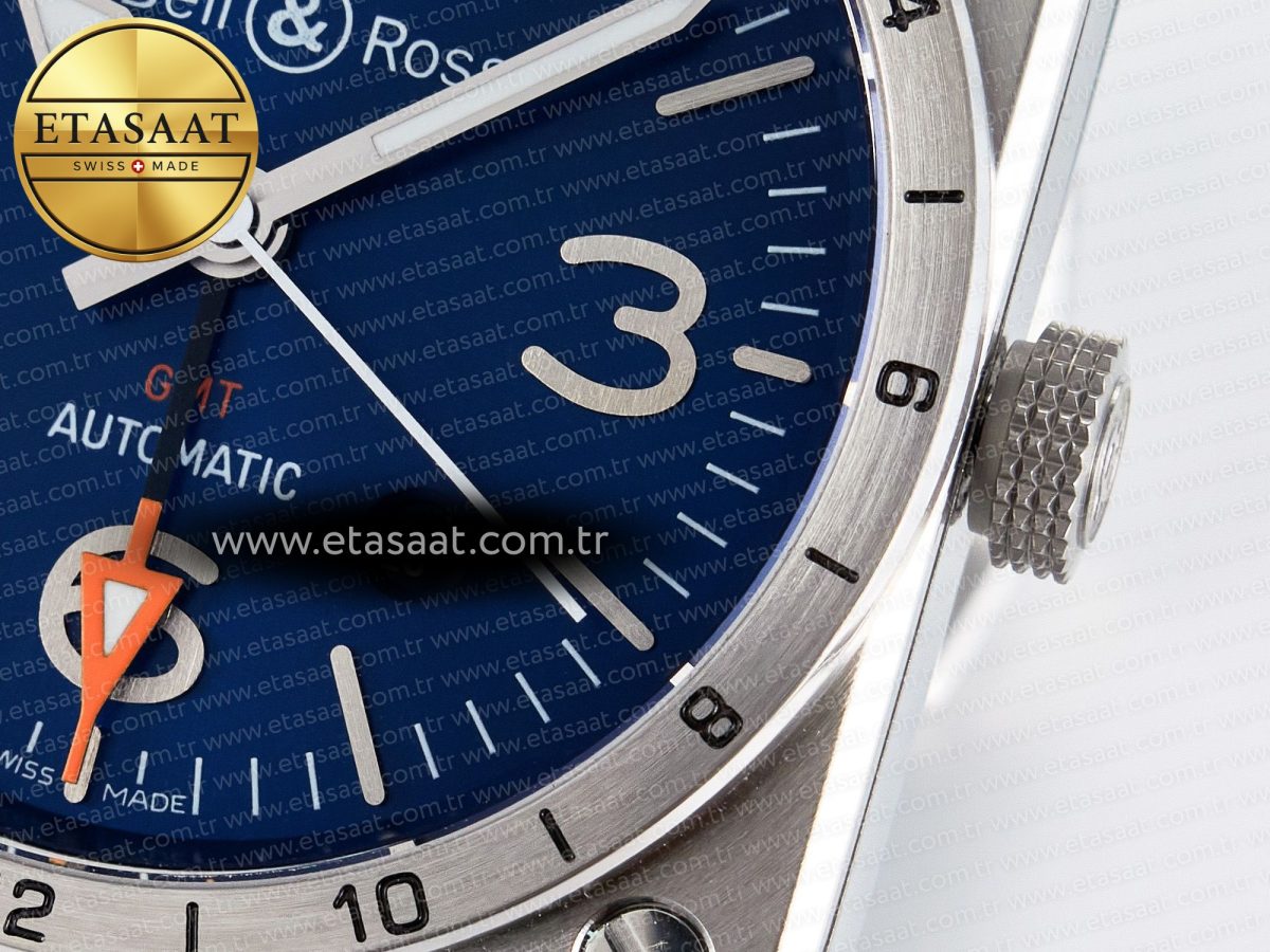 Bell Ross BR03-93 GMT BRF 1:1 Best Edition Blue Dial on Blue Leather Strap A2824 - Görsel 11