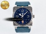 Bell Ross BR03-93 GMT BRF 1:1 Best Edition Blue Dial on Blue Leather Strap A2824 - Görsel 3