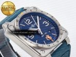 Bell Ross BR03-93 GMT BRF 1:1 Best Edition Blue Dial on Blue Leather Strap A2824 - Görsel 7