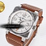 Bell Ross BR03-93 GMT BRF 1:1 Best Edition White Dial on Brown Leather Strap A2824