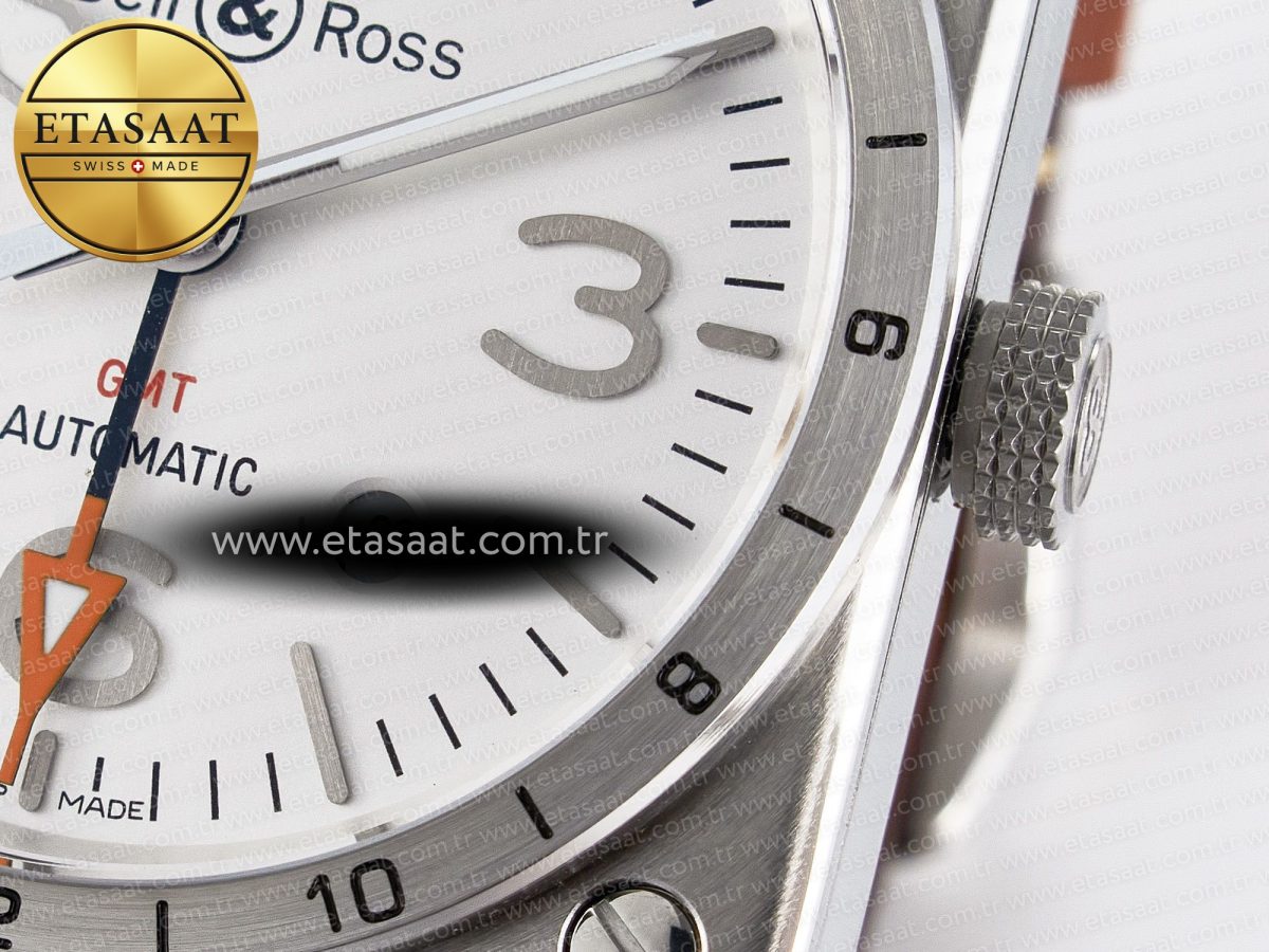 Bell Ross BR03-93 GMT BRF 1:1 Best Edition White Dial on Brown Leather Strap A2824 - Görsel 11
