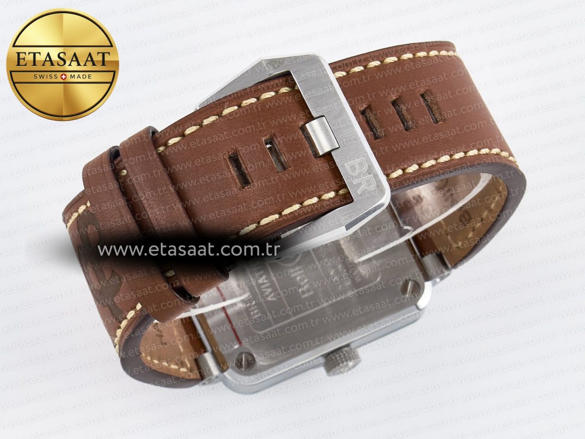 Bell Ross BR03-93 GMT BRF 1:1 Best Edition White Dial on Brown Leather Strap A2824 - Görsel 16