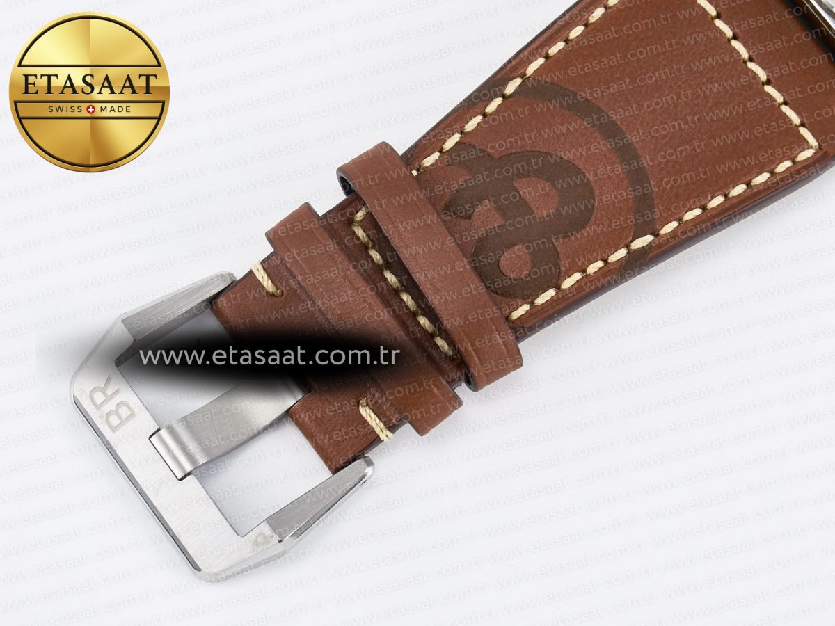 Bell Ross BR03-93 GMT BRF 1:1 Best Edition White Dial on Brown Leather Strap A2824 - Görsel 19