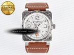 Bell Ross BR03-93 GMT BRF 1:1 Best Edition White Dial on Brown Leather Strap A2824 - Görsel 3