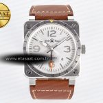 Bell & Ross BR03-93 GMT BRF Beyaz Kadran Kahve Deri A2824 Eta Saat - Görsel 3 - 1:1 Süper Klon Saat