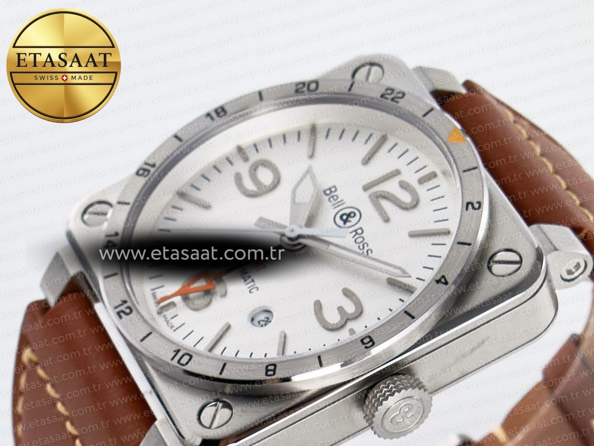 Bell Ross BR03-93 GMT BRF 1:1 Best Edition White Dial on Brown Leather Strap A2824 - Görsel 6