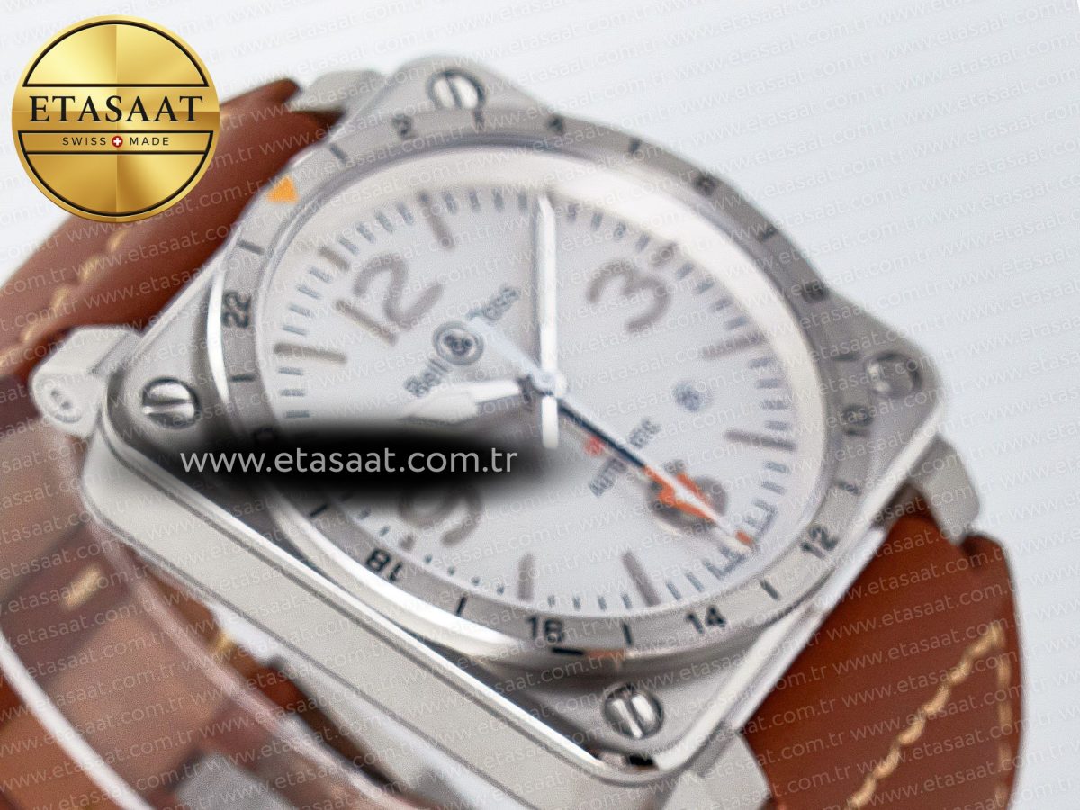 Bell Ross BR03-93 GMT BRF 1:1 Best Edition White Dial on Brown Leather Strap A2824 - Görsel 7