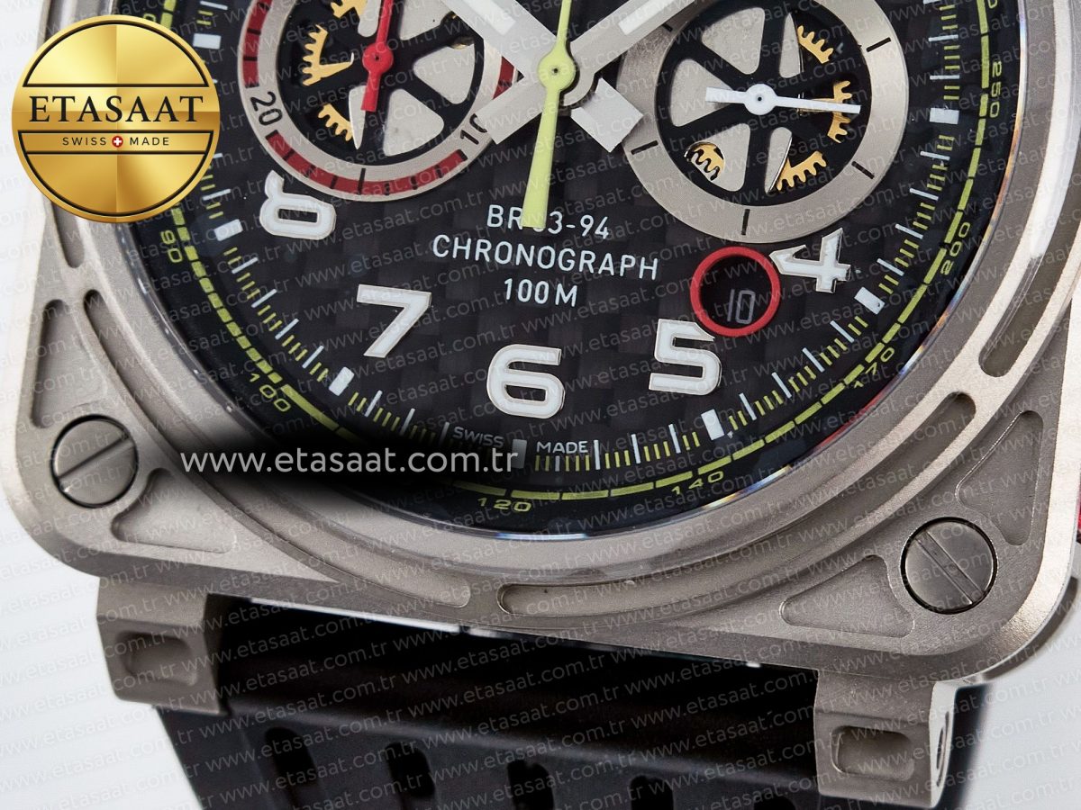 Bell Ross BR03-94 Best Edition Black Carbon Dial on Black Hollow Rubber Strap A2824 - Görsel 12