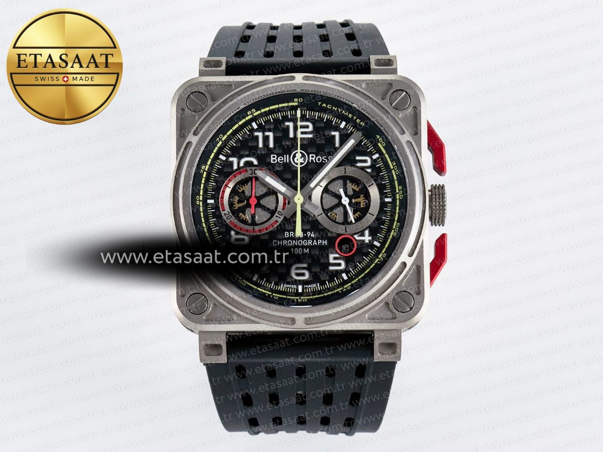 Bell Ross BR03-94 Best Edition Black Carbon Dial on Black Hollow Rubber Strap A2824 - Görsel 3
