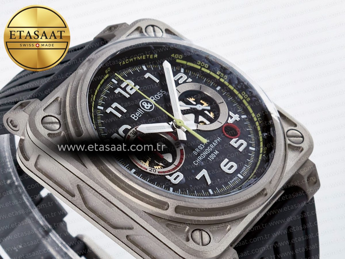 Bell Ross BR03-94 Best Edition Black Carbon Dial on Black Hollow Rubber Strap A2824 - Görsel 7