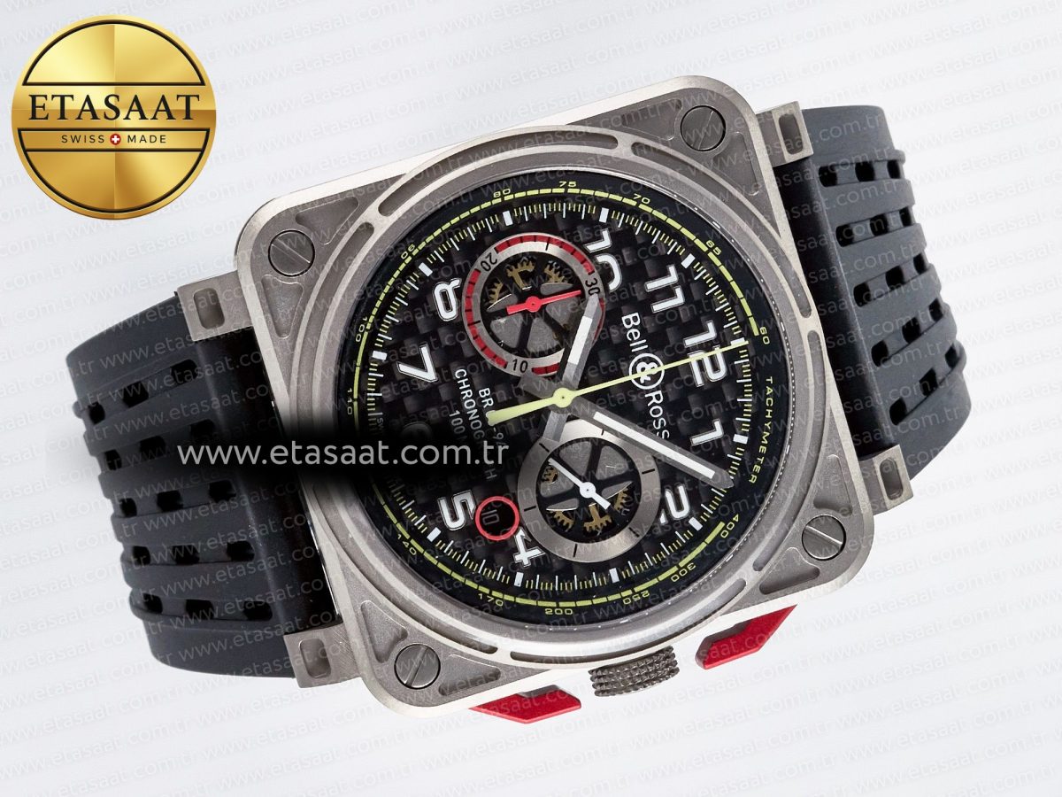 Bell Ross BR03-94 Best Edition Black Carbon Dial on Black Hollow Rubber Strap A2824 - Görsel 8