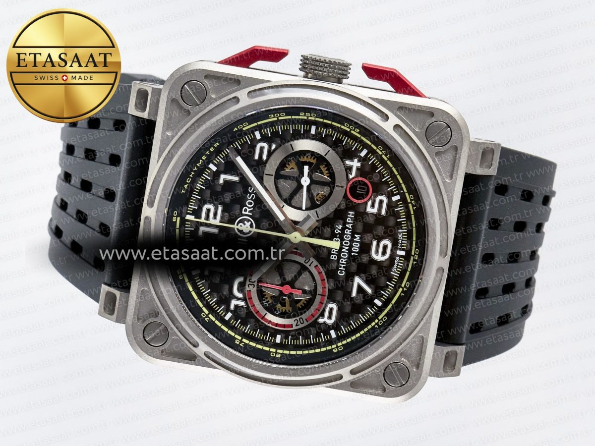 Bell Ross BR03-94 Best Edition Black Carbon Dial on Black Hollow Rubber Strap A2824 - Görsel 9