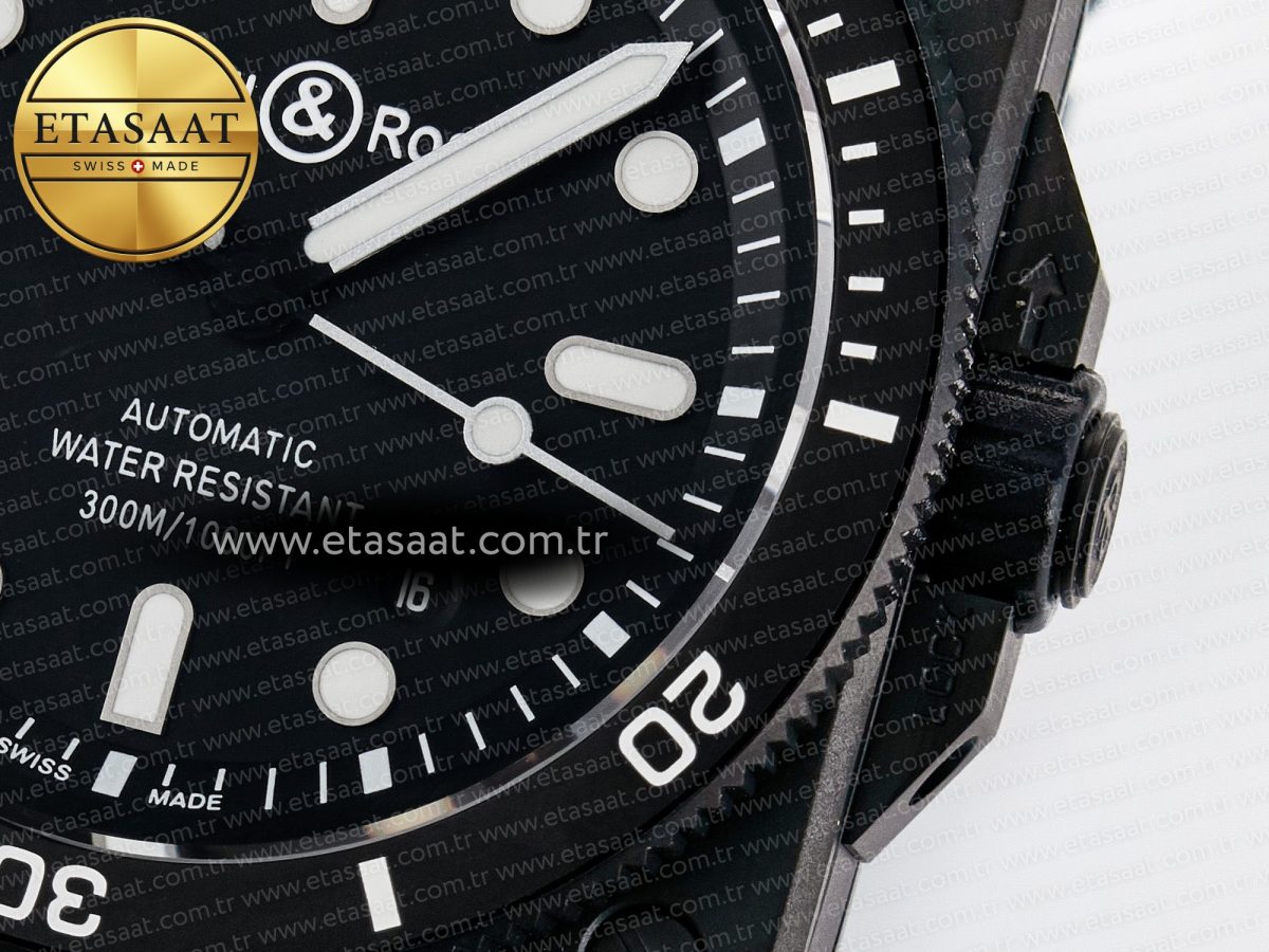 Bell Ross BR03 Diver BRF 1:1 Best Edition Black Dial on Black Rubber Strap A2824 - Görsel 11