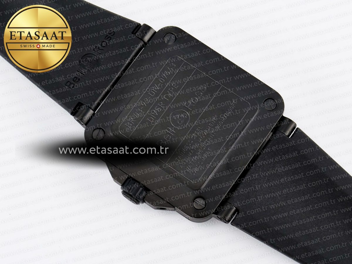 Bell Ross BR03 Diver BRF 1:1 Best Edition Black Dial on Black Rubber Strap A2824 - Görsel 16