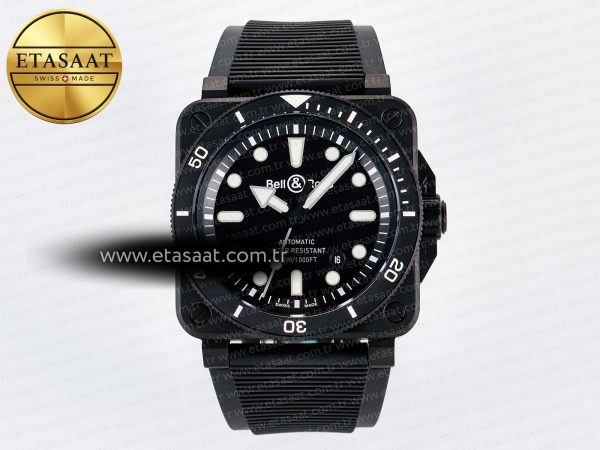 Bell & Ross BR03 Diver BRF Siyah Kadran Kauçuk A2824 Eta Saat - Görsel 3 - 1:1 Süper Klon Saat