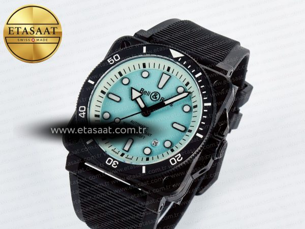 Bell Ross BR03 Diver BRF 1:1 Best Edition Pale Blue Dial on Black Rubber Strap A2824