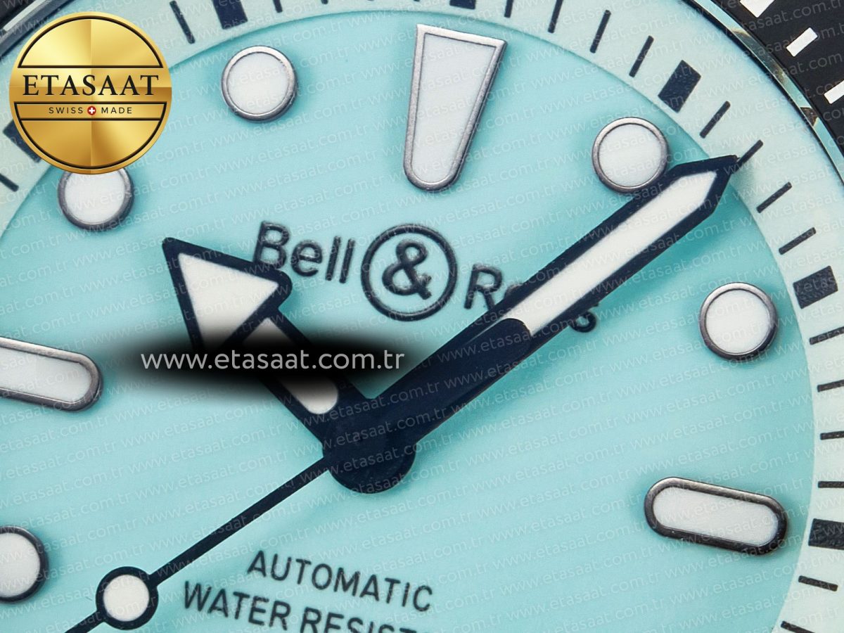 Bell Ross BR03 Diver BRF 1:1 Best Edition Pale Blue Dial on Black Rubber Strap A2824 - Görsel 10