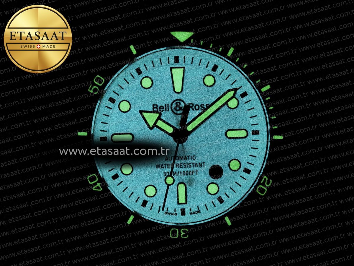 Bell Ross BR03 Diver BRF 1:1 Best Edition Pale Blue Dial on Black Rubber Strap A2824 - Görsel 23