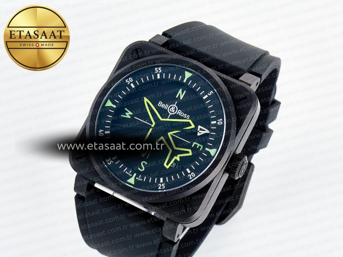 Bell Ross BR03A Instruments BRF 1:1 Best Edition Black Dial on Black Rubber Strap A2824 - Görsel 1