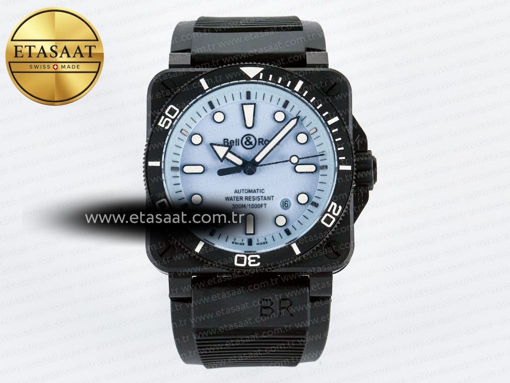 Bell & Ross BR03A Instruments BRF Mavi Kadran Siyah A2824 Eta Saat - Görsel 3 - 1:1 Süper Klon Saat